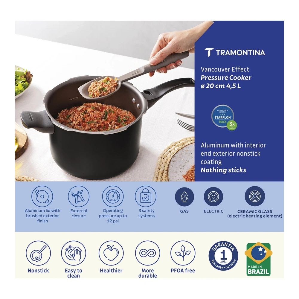OLLA DE PRESION 20CM 4,5L VANCOUVER TRAMONTINA T20591 5