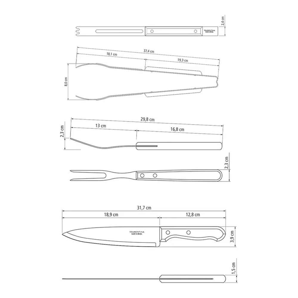 JUEGO   PARA ASADO 15 PZAS DYNAMARILLOIC TRAMONTINA T223992 4