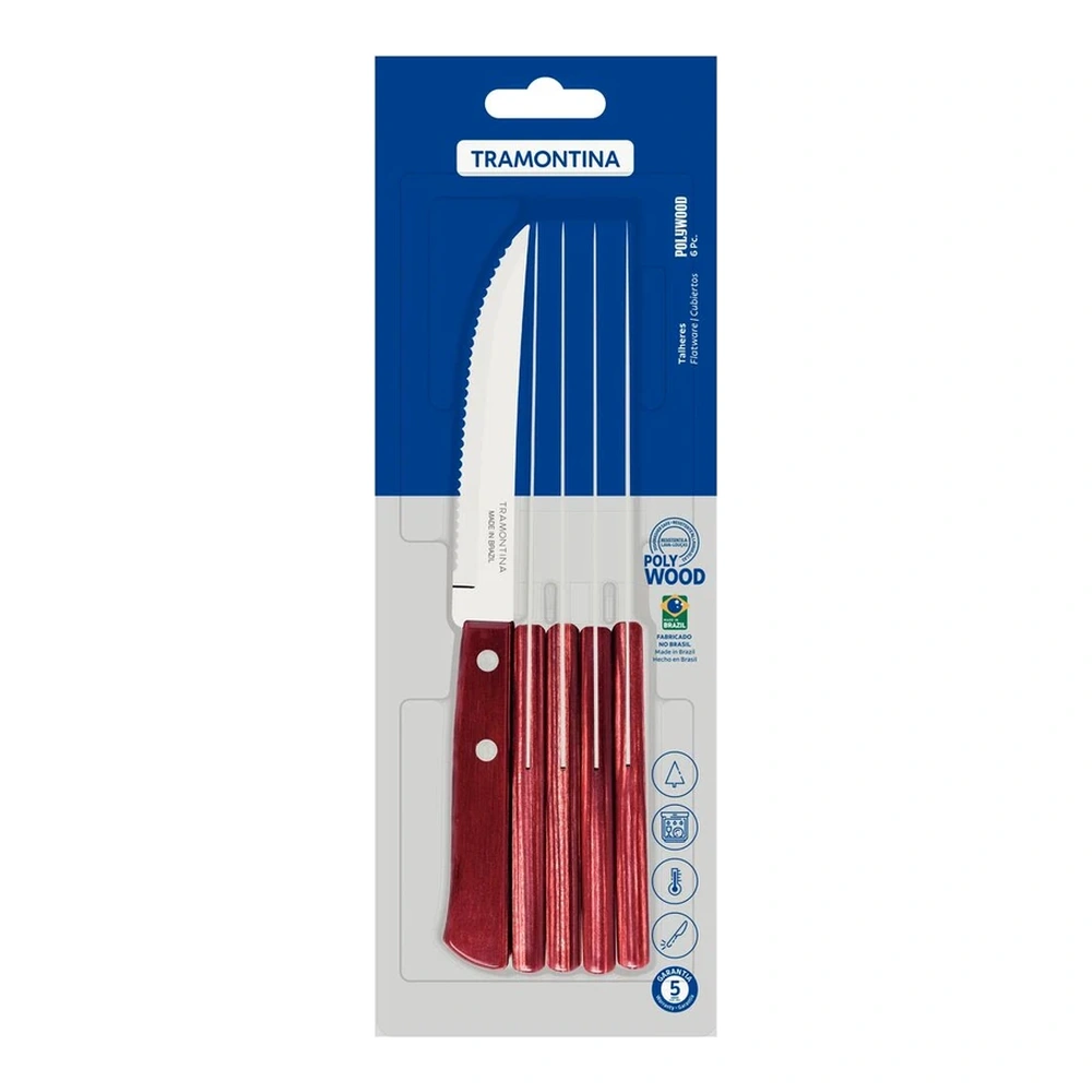 JUEGO   CUCHILLOS ASADO 6 PZAS POLYO TRAMONTINA T211003 5
