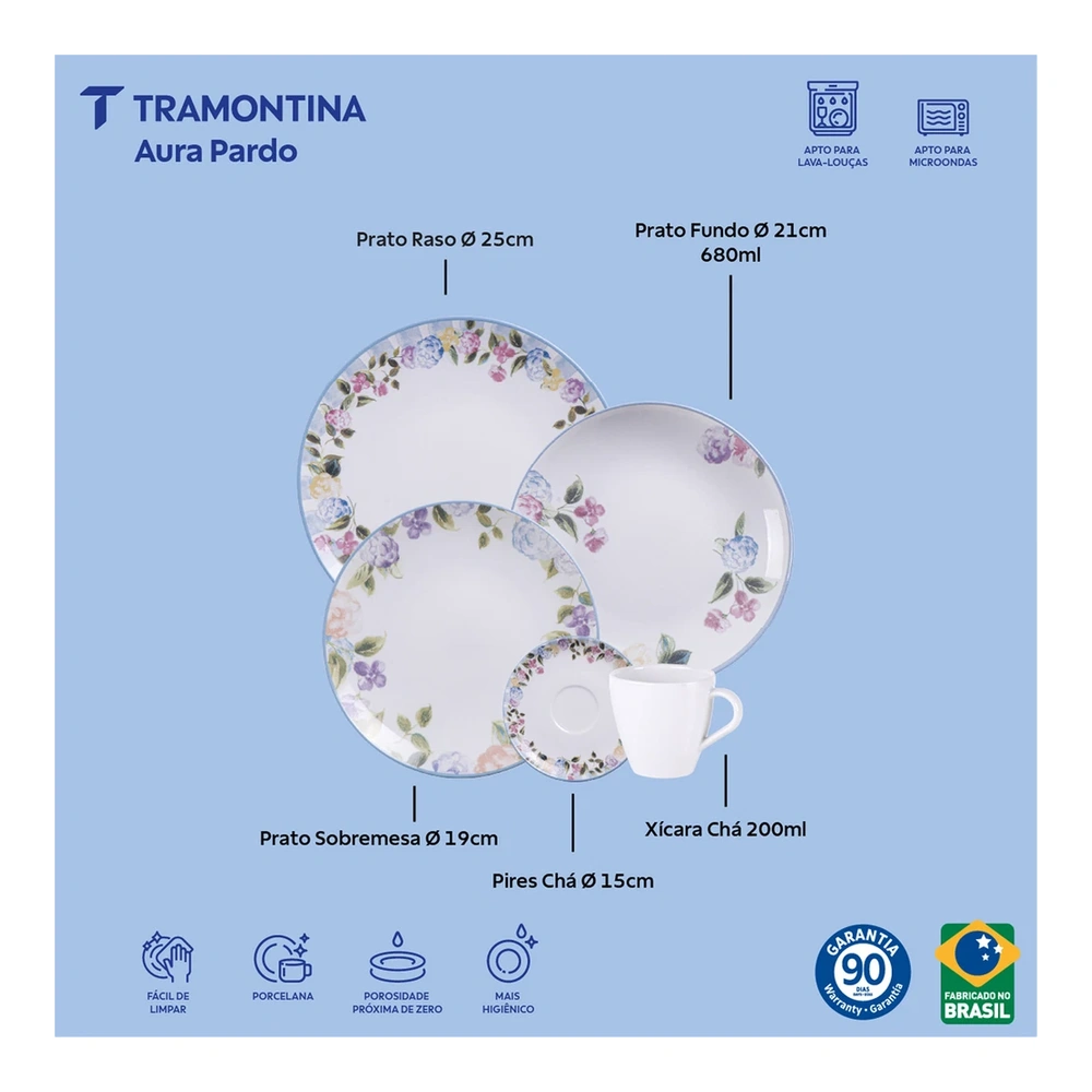 AURA PARDO VAJILLA DE 20 PZAS  TRAMONTINA T96589N 3