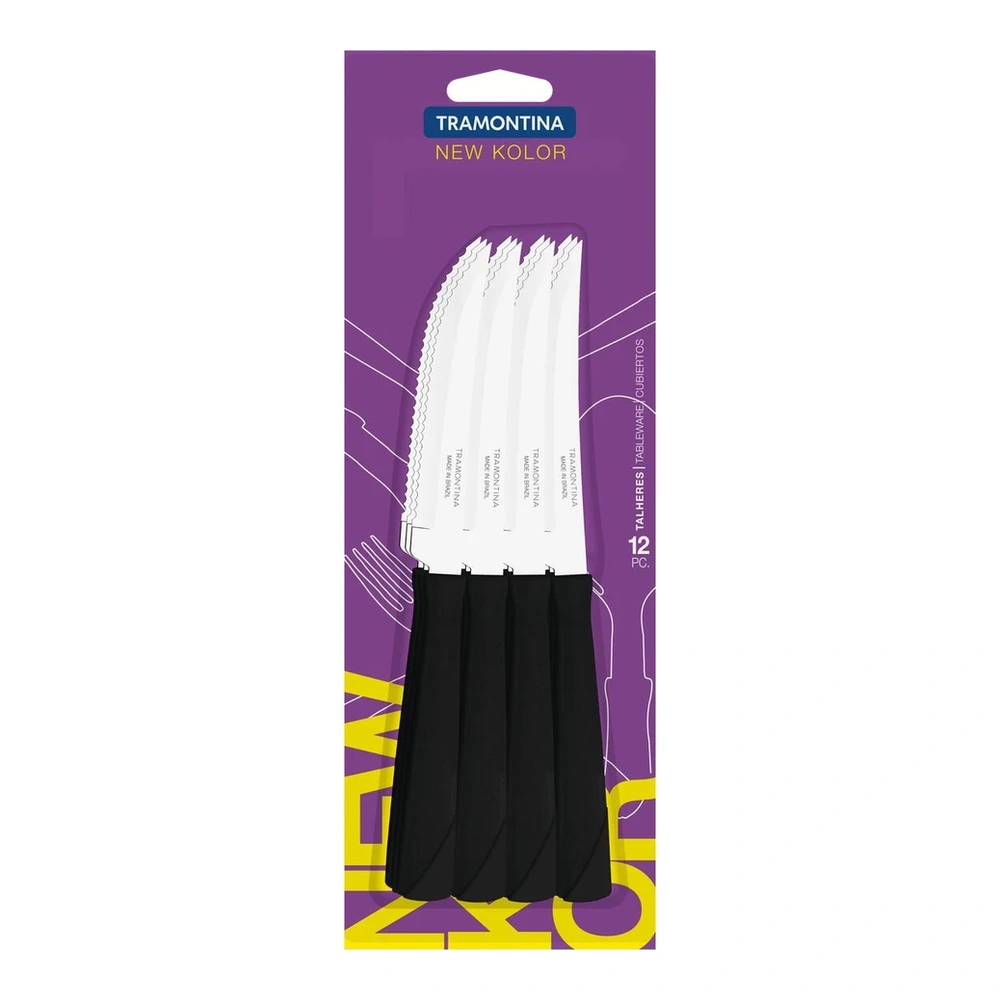 JUEGO  CUCHILLOS ASADO 12PZAS NE KOLOR TRAMONTINA T231601 3