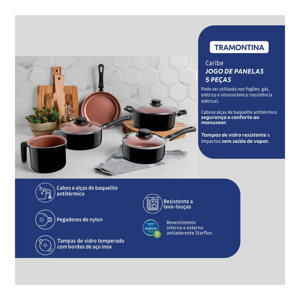 JUEGO DE COCINA 5 PZAS CARIBE TRAMONTINA T202974 4