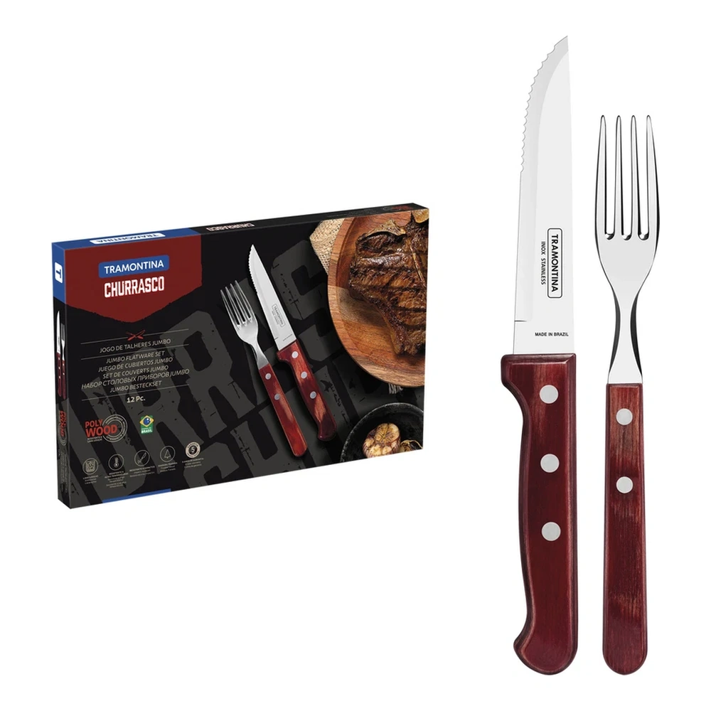 JUEGO CUBIERTOS JUMBO 12 PZAS CHURRASCO TRAMONTINA T21198D