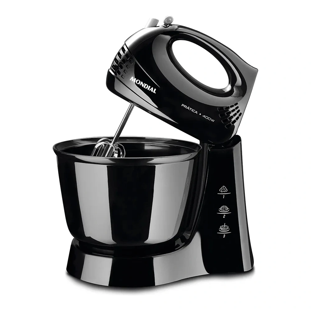 BATIDORA MONDIAL PRATICA BLACK 400W 3 VELOCIDADES / 1 BOL