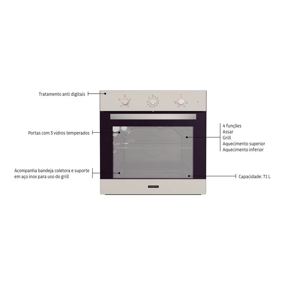 HORNO ELECTRICO NE INOX BASIC 60 F4 TRAMONTINA T948682 3