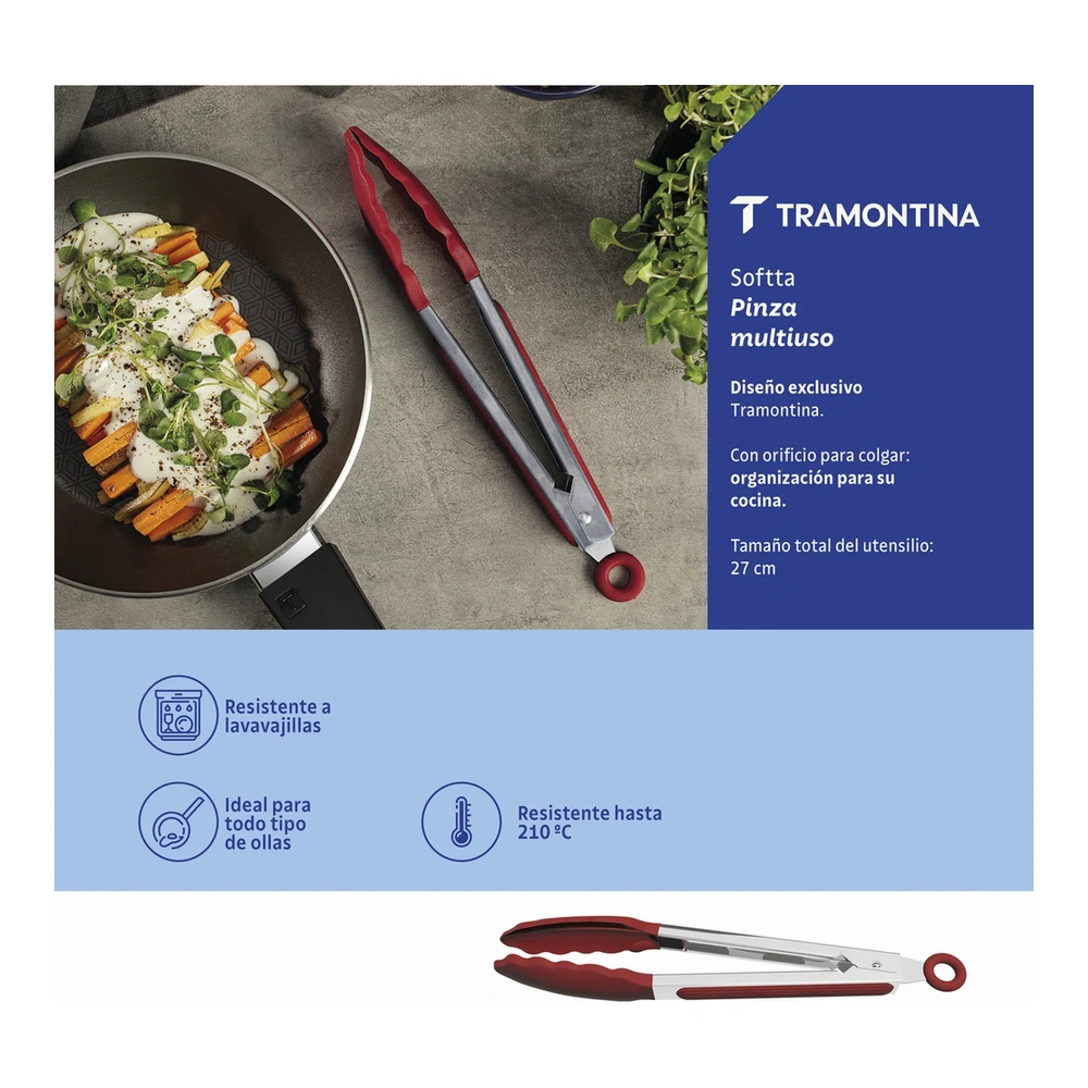 PINZA MULTIUSO 27 CM SOFTTA ROJO TRAMONTINA T258572 3