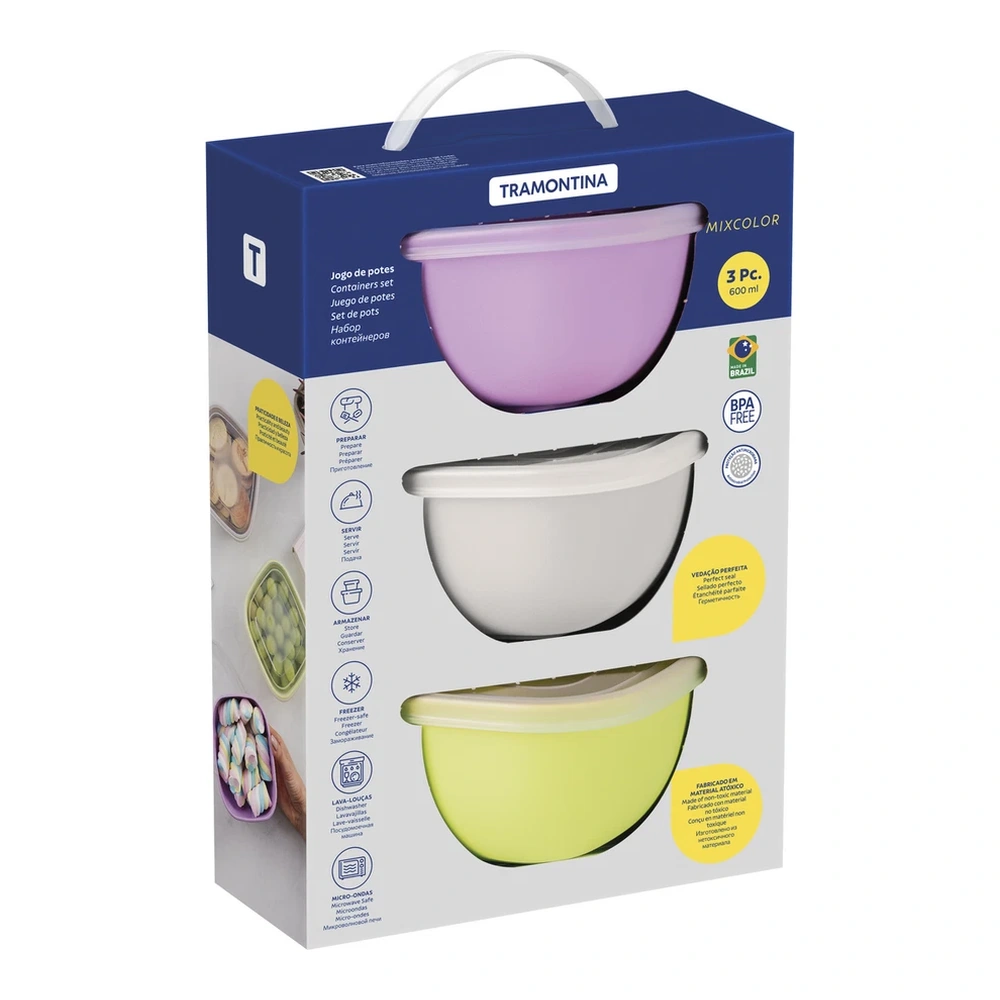JUEGO  DE POTES 3 PZAS MIXCOLOR TRAMONTINA T25099L 5