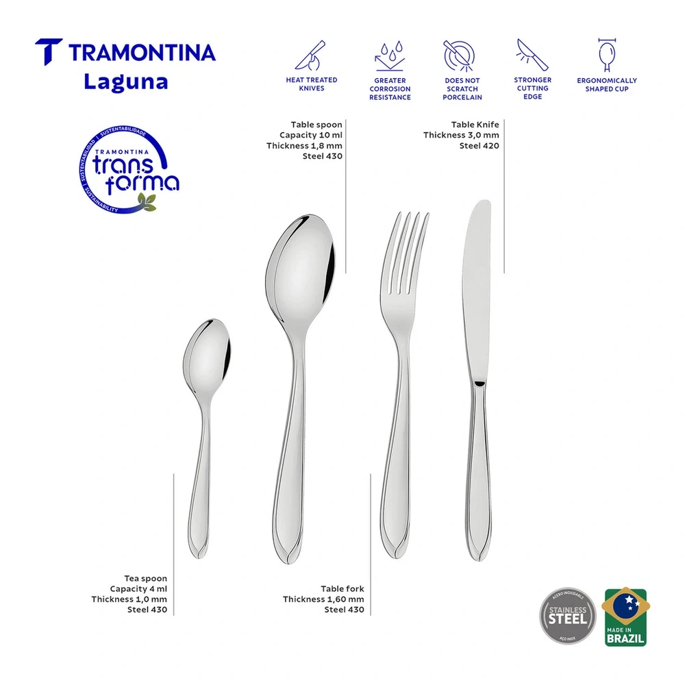 JUEGO DE CUBIERTOS 24PZAS  LAGUNA TRAMONTINA T669064 4