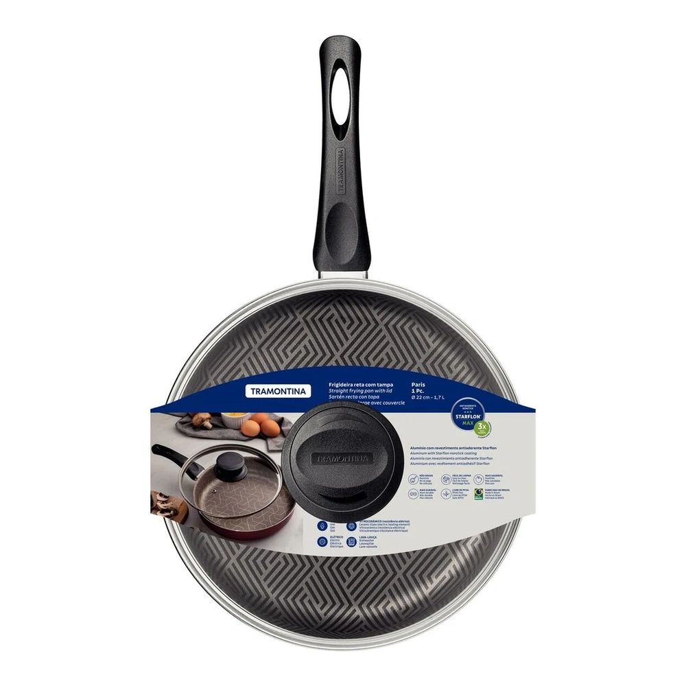 SARTEN RENTANGULARA CON TAPA 22 CM PARIS TRAMONTINA T285051 5