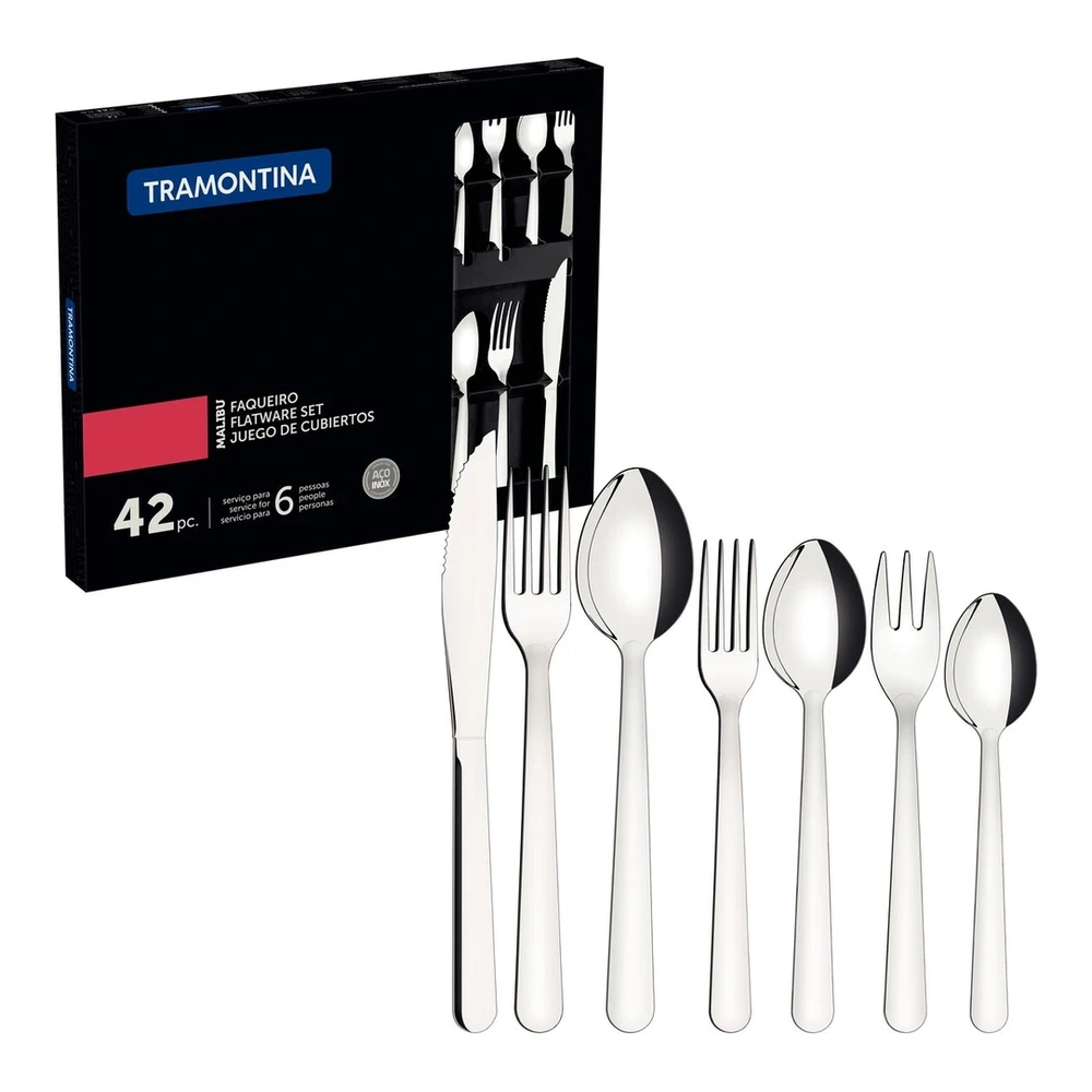 JUEGO DE CUBIERTOS 42 PIEZAS MALIBU TRAMONTINA T23799I