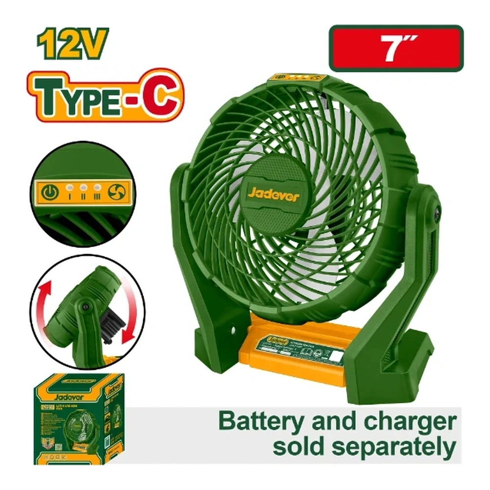 Ventilador 7" 12V Sin Bateria Jadever Caja