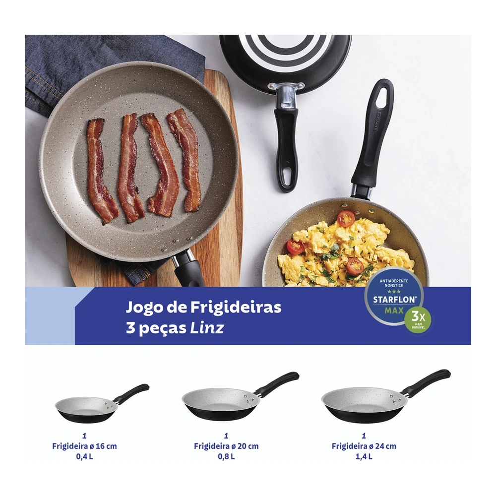 JUEGO  DE SARTENES 3 PZAS LINZ TRAMONTINA T20297M 3