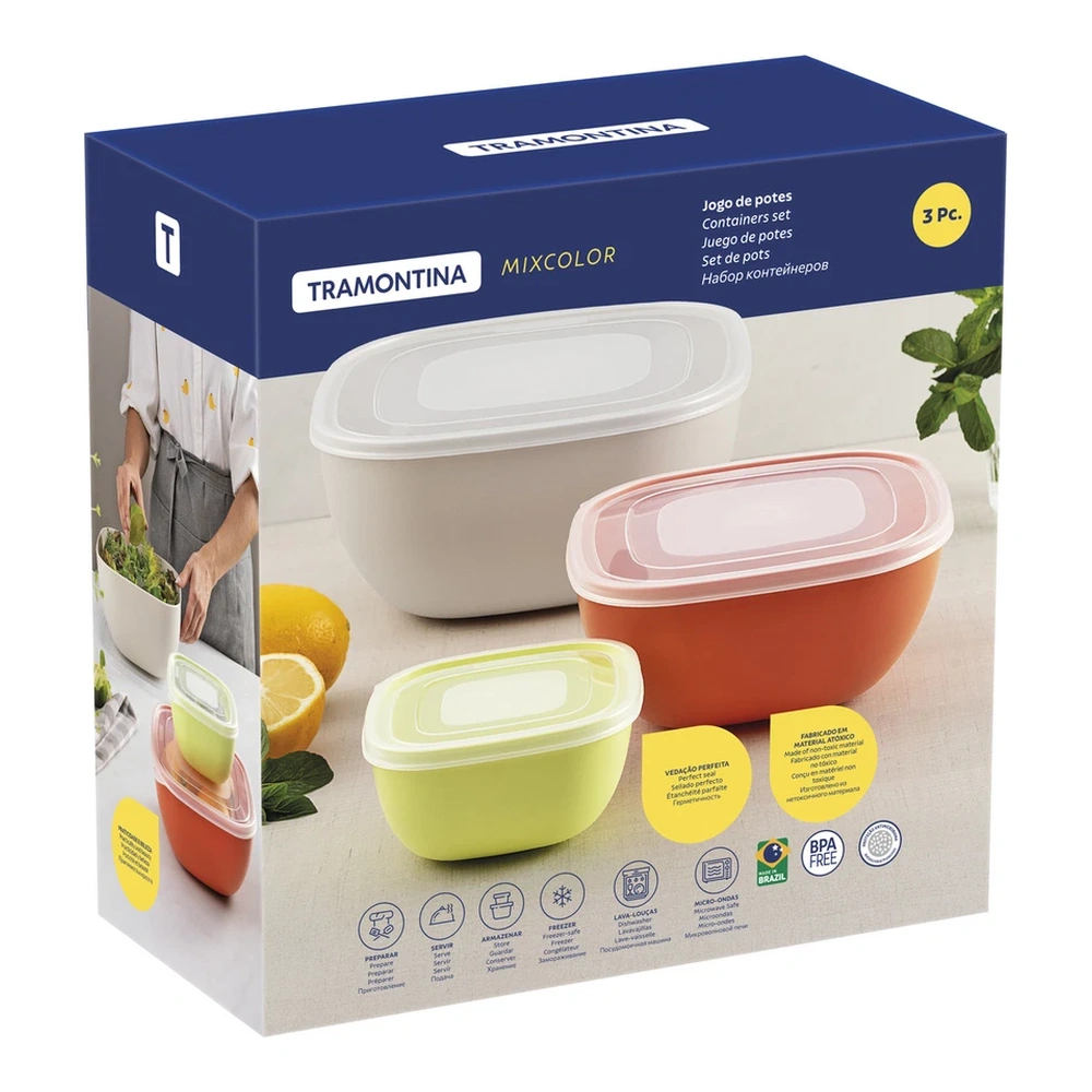 JUEGO  DE POTES 3 PZAS MIXCOLOR TRAMONTINA T25099S 5