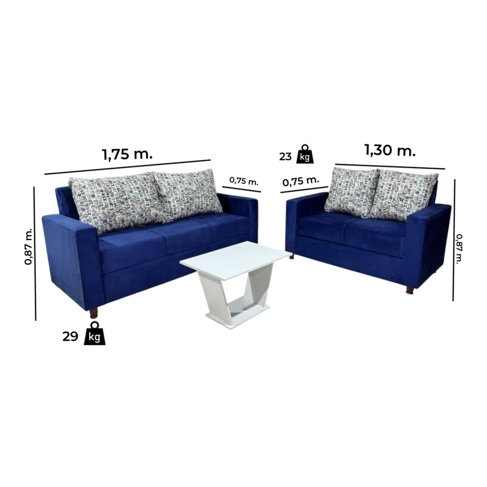 Sofá Unanime Ypacarai 3L + 2L Azul