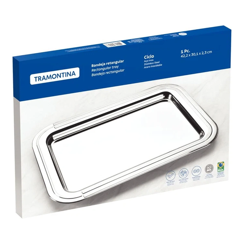 BANDEJA RENTANGULARANEGROULAR CICLO TRAMONTINA T61529 4