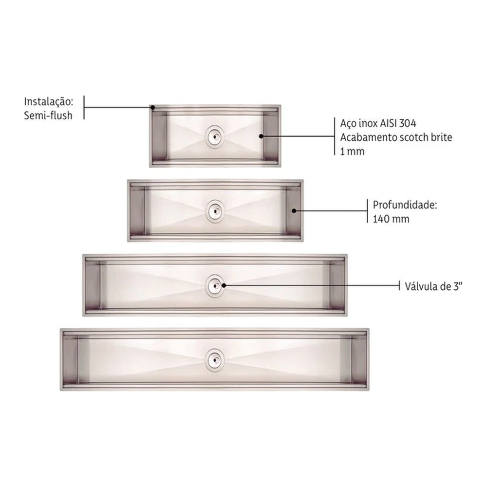 CANAL HUMEDO EN ACERO INOX 45 CM TRAMONTINA T945341 3