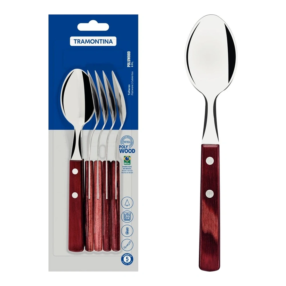 JUEGO CUCHARAS MESA 6 PZAS POLYOOD TRAMONTINA T211033