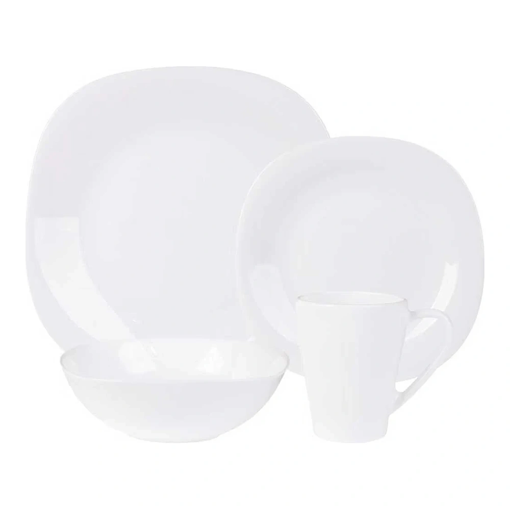 Juego de platos cuadrados 16pzs blanco Kups