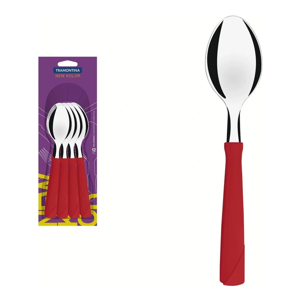 JUEGO  CUCHARAS MESA 12PZAS NE KOLOR TRAMONTINA T231637 2