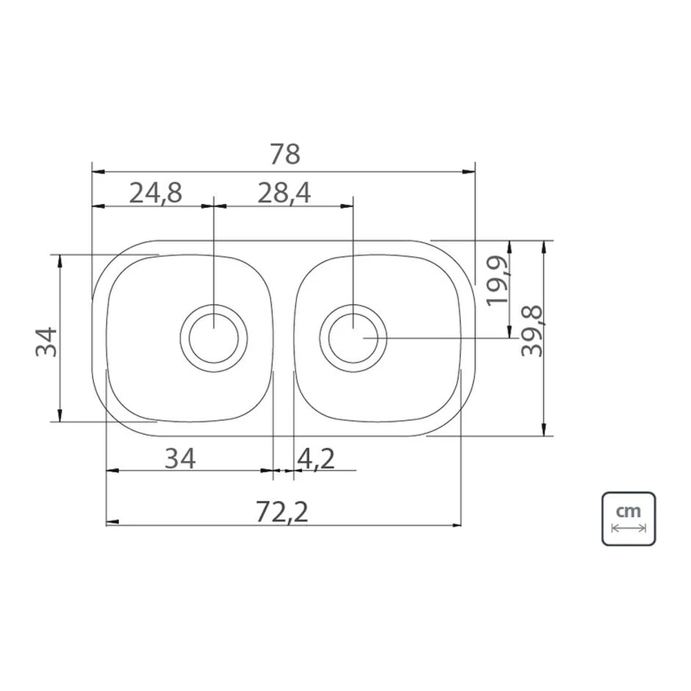 CUBETA DUP RENTANGULAR EC INOX 78X40X14 PU TRAMONTINA T940614 3