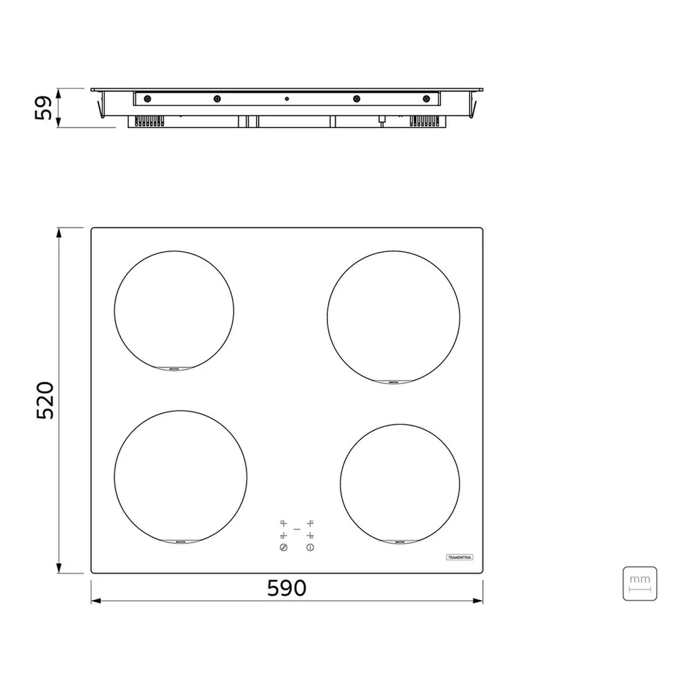 PLACA COC INDUCCION SQUARE BASIC 4EI 60 TRAMONTINA T947512 5