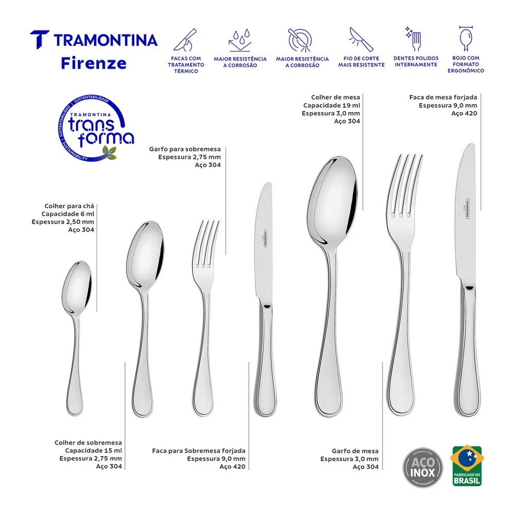 JUEGO DE CUBIERTOS 101PZAS  FIRENZE TRAMONTINA T669252 4