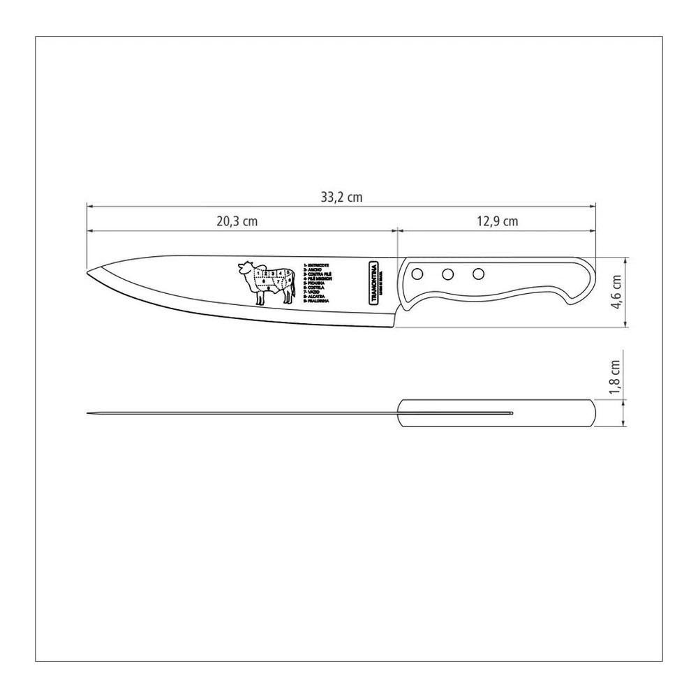 CUCHILLO CARNE 8 CHURRASCO TRAMONTINA T22934 5
