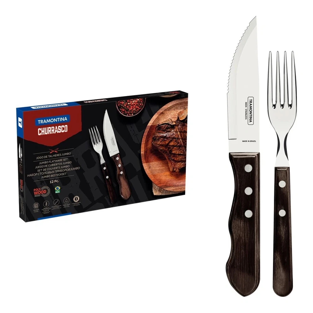 JUEGO  ASADO 12 PZAS POLYOOD TRAMONTINA T21199V