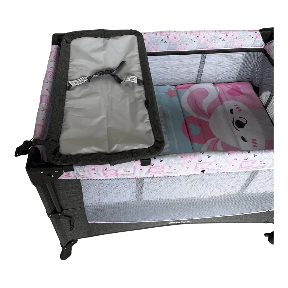 CUNA CORRAL NALA EBABY ROSA PASTEL/GRIS  751-2-GR-RS 3