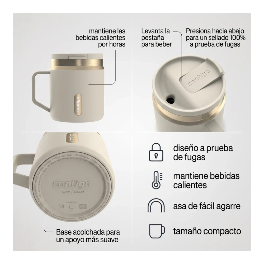 CONTIGO SNAPSEAL MUG TÉRMICO 414 ML OATMILK CHAMPAGNE 3