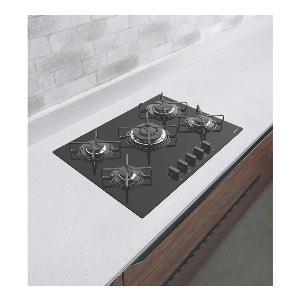 PLACA COC GAS GLASS NEGRO PENTA 5GGTRI70 TRAMONTINA T947086 5