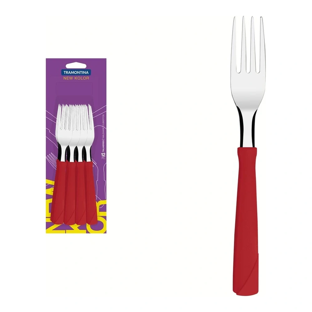 JUEGO TENEDORES MESA 12PZAS NE KOLOR TRAMONTINA T231627