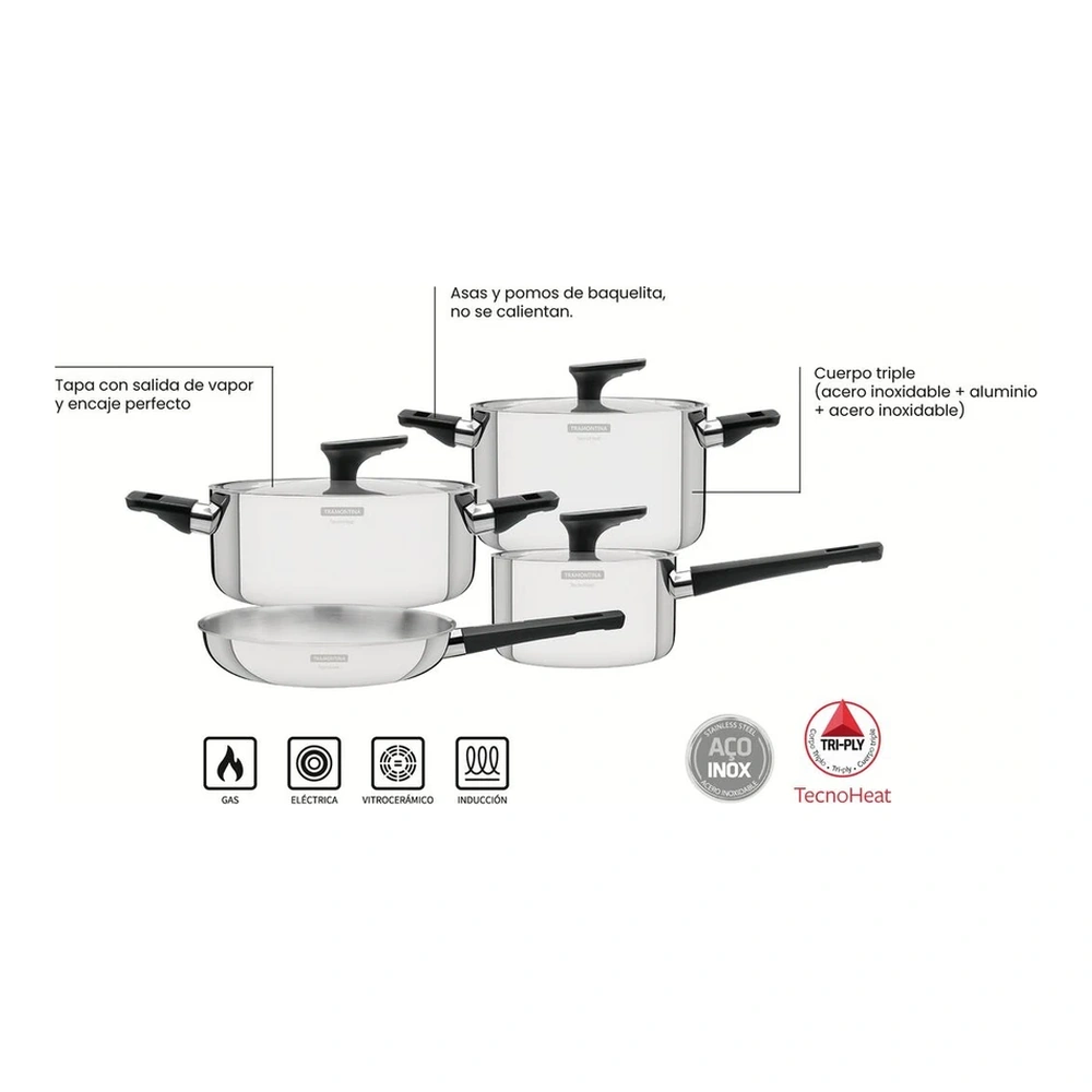 JUEGO DE COCINA 4PZAS  - GRANO BAQU TRAMONTINA T651601 4