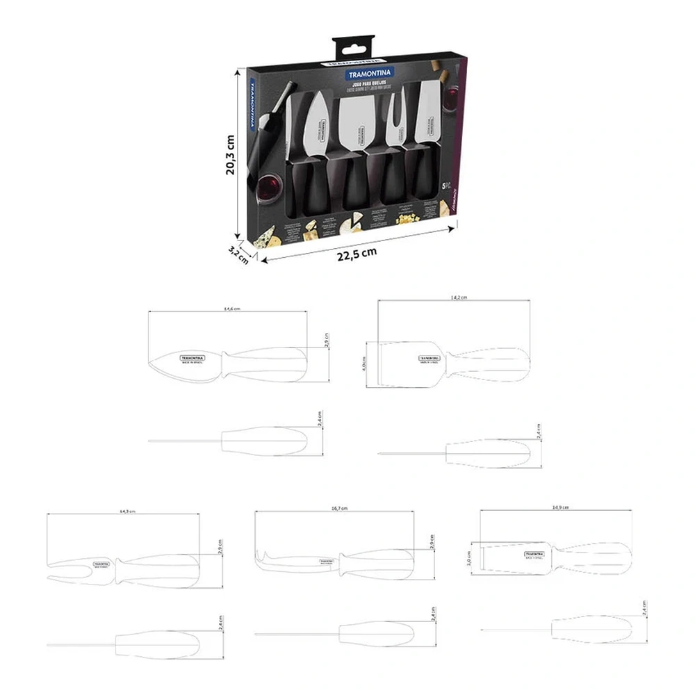 JUEGO  PARA QUESO 5PZAS HARMONIZA TRAMONTINA T23498T 5