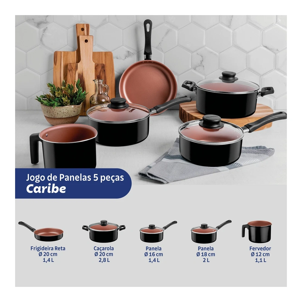 JUEGO DE COCINA 5 PZAS CARIBE TRAMONTINA T202974 3