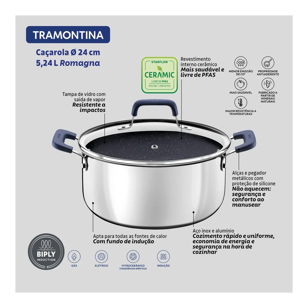 CACEROLA 24CM ROMAGNA TRAMONTINA T287423 5