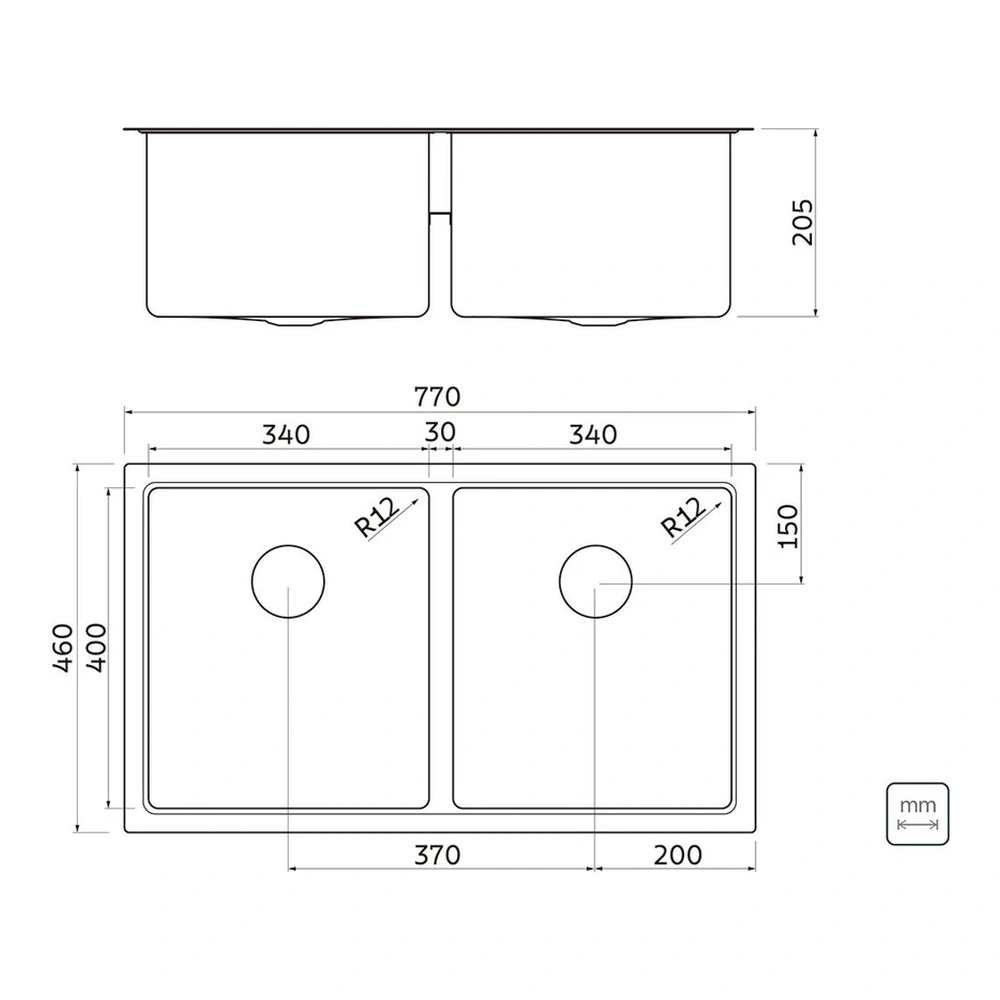CUBETA INOX QUADRUM 2C 34 77X46X20,5 TRAMONTINA T94009 5