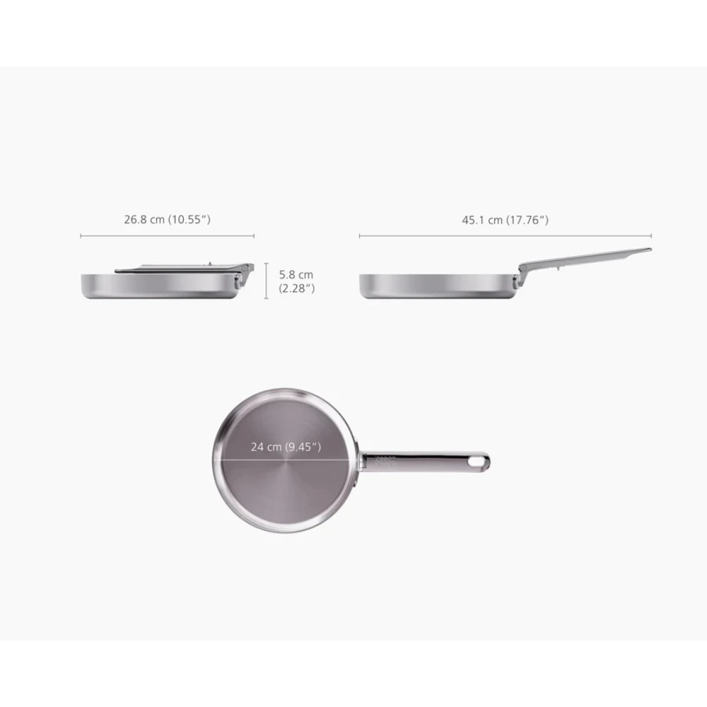 SARTÉN ANTIADHERENTE SPACE JOSEPH JOSEPH 24 CM CON MANGO PLEGABLE DE ACERO INOXIDABLE 5