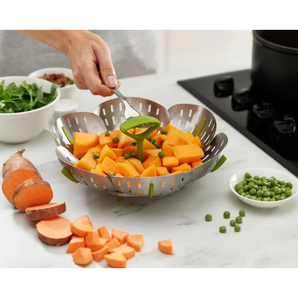 CESTA PLEGABLE DE COCINA AL VAPOR JOSEPH JOSEPH BLOOM DE ACERO INOXIDABLE 3