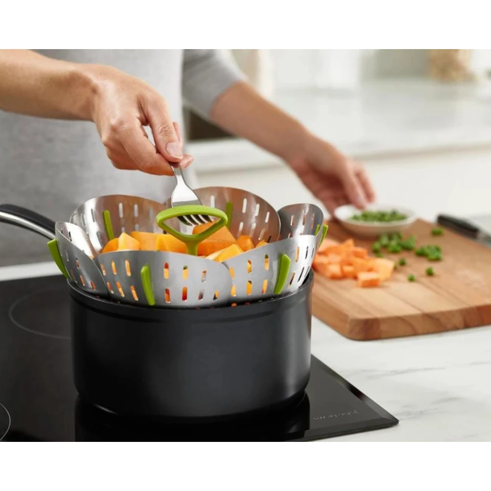 CESTA PLEGABLE DE COCINA AL VAPOR JOSEPH JOSEPH BLOOM DE ACERO INOXIDABLE 4