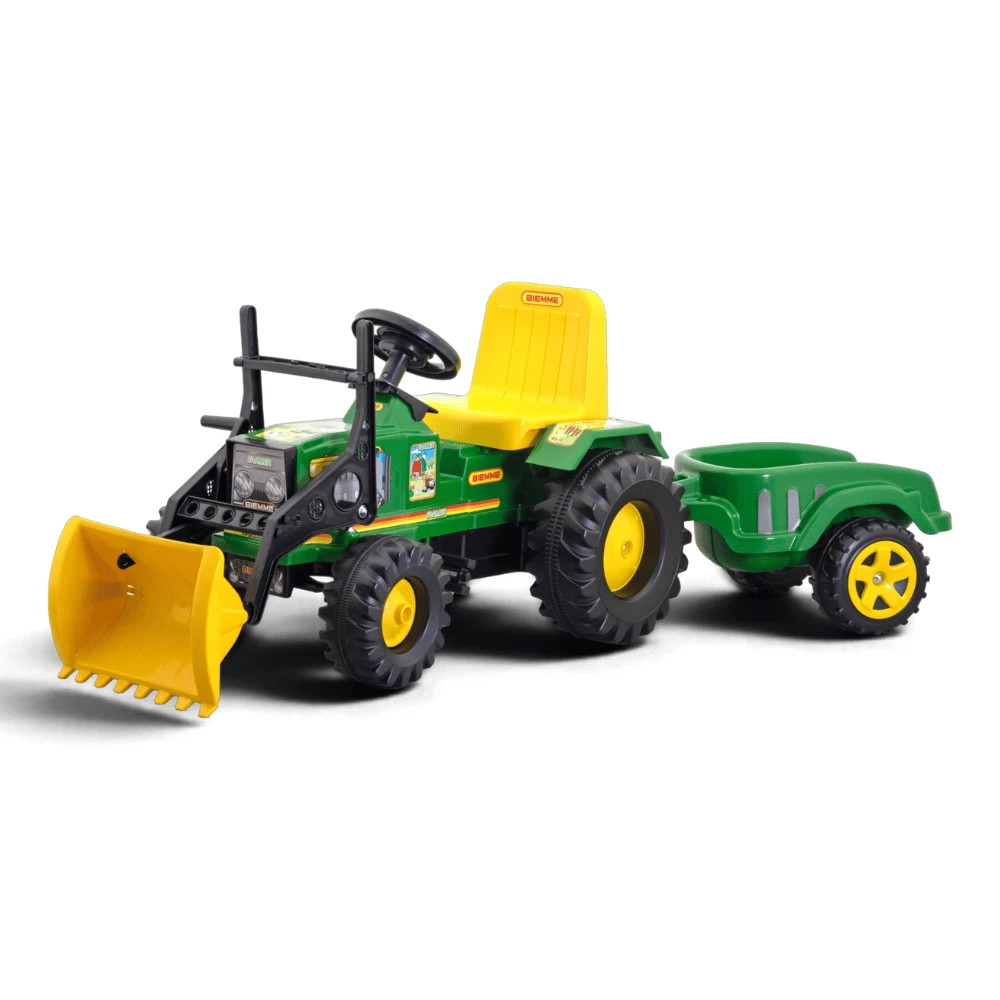 TRACTOR A PEDAL BIEMME FARMER C/PALA Y REMOLQUE VERDE 303-VE