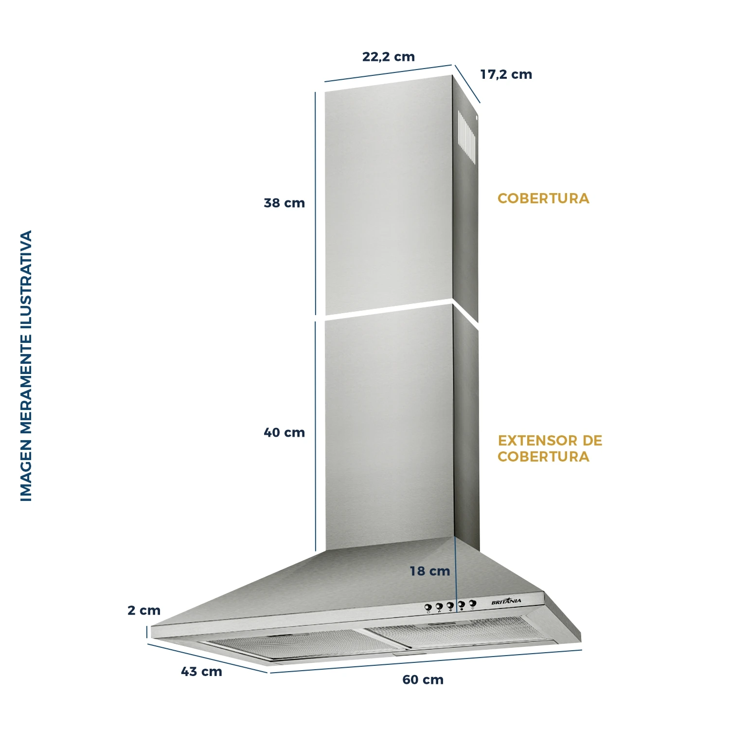 CAMPANA DE PARED BRITANIA PCO62I 60 CM - 220V 3
